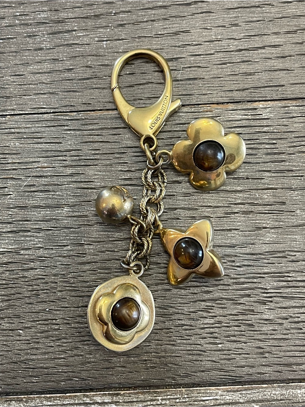 Louis Vuitton Gold-tone Floral Bag Charm